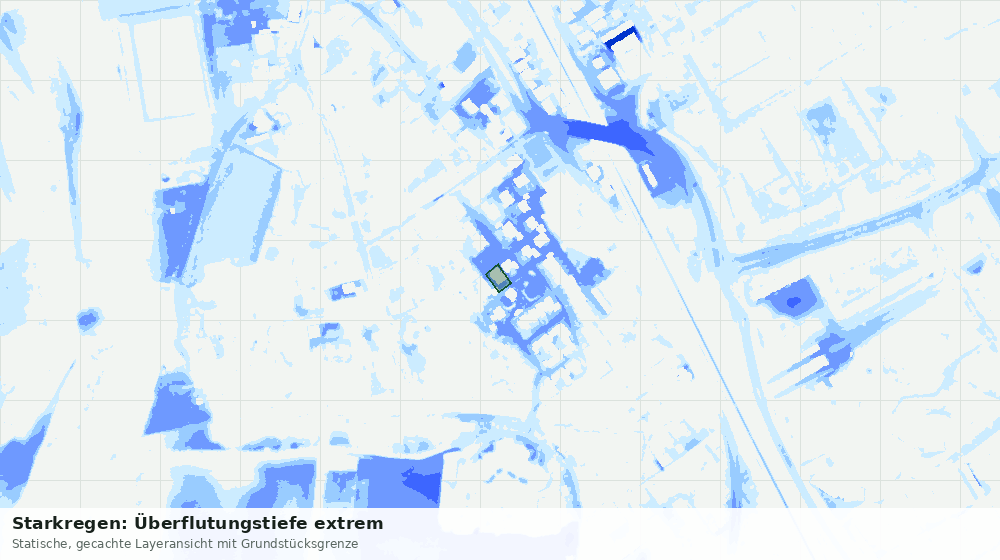 Statische Kartenansicht: Starkregen: Überflutungstiefe extrem