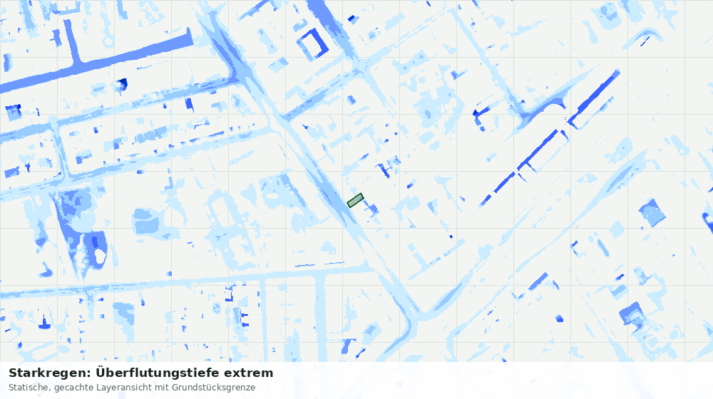 Statische Kartenansicht: Starkregen: Überflutungstiefe extrem