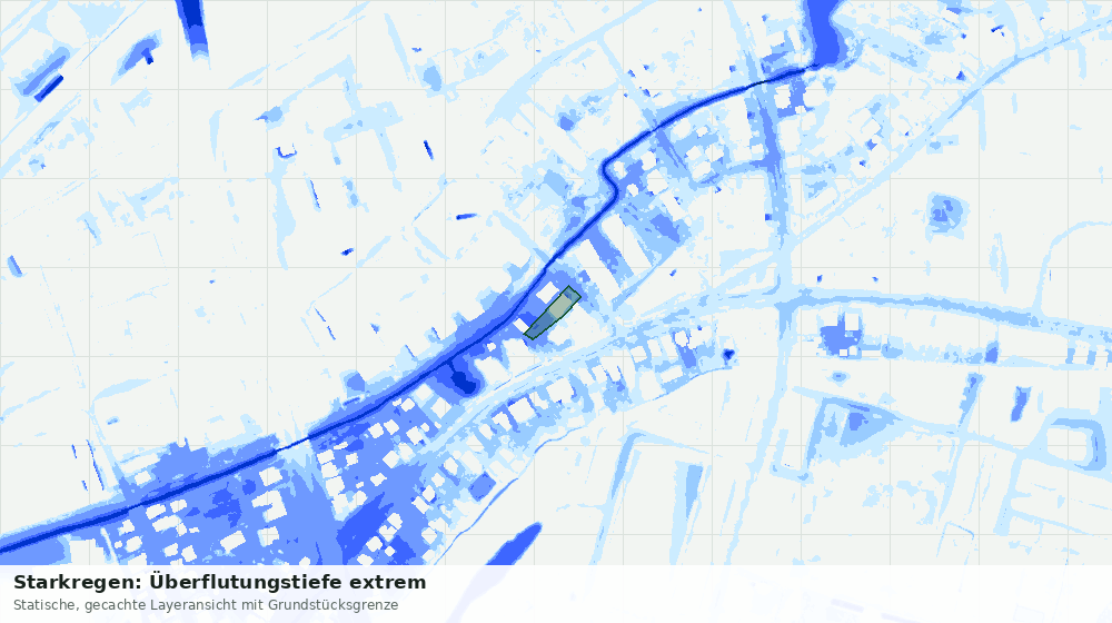 Statische Kartenansicht: Starkregen: Überflutungstiefe extrem