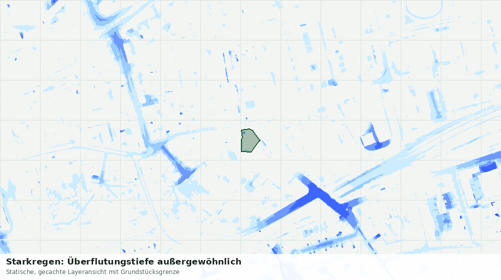 Statische Kartenansicht: Starkregen: Überflutungstiefe außergewöhnlich