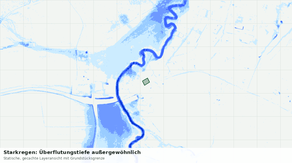 Statische Kartenansicht: Starkregen: Überflutungstiefe außergewöhnlich