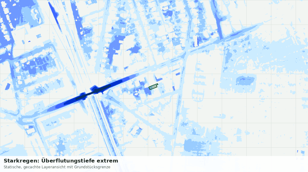 Statische Kartenansicht: Starkregen: Überflutungstiefe extrem