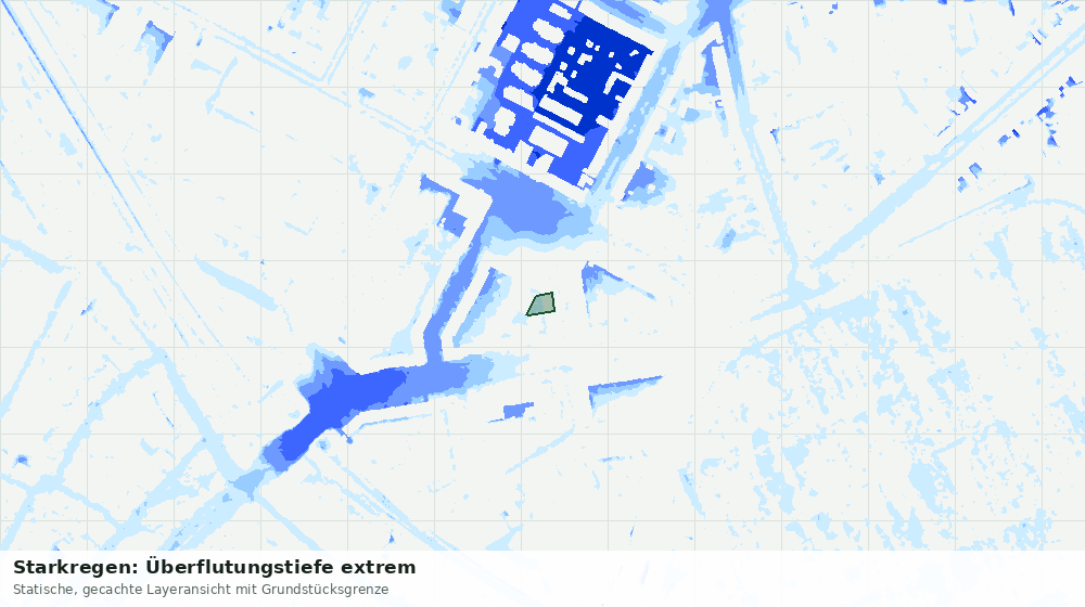 Statische Kartenansicht: Starkregen: Überflutungstiefe extrem