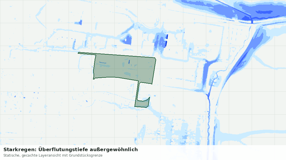 Statische Kartenansicht: Starkregen: Überflutungstiefe außergewöhnlich