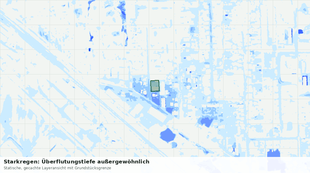 Statische Kartenansicht: Starkregen: Überflutungstiefe außergewöhnlich