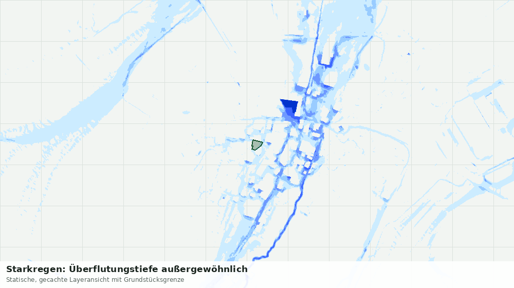 Statische Kartenansicht: Starkregen: Überflutungstiefe außergewöhnlich
