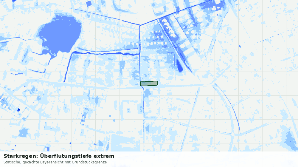 Statische Kartenansicht: Starkregen: Überflutungstiefe extrem