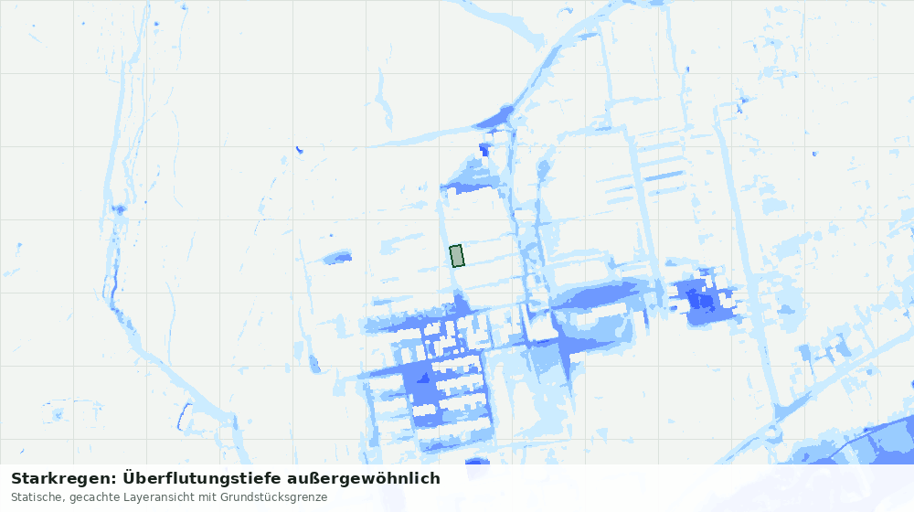 Statische Kartenansicht: Starkregen: Überflutungstiefe außergewöhnlich