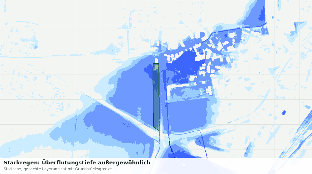 Statische Kartenansicht: Starkregen: Überflutungstiefe außergewöhnlich