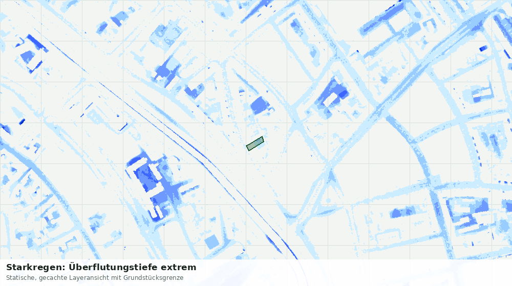Statische Kartenansicht: Starkregen: Überflutungstiefe extrem
