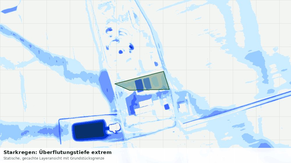 Statische Kartenansicht: Starkregen: Überflutungstiefe extrem