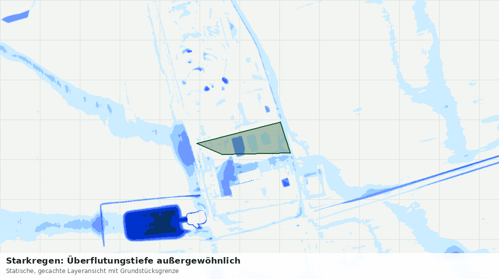 Statische Kartenansicht: Starkregen: Überflutungstiefe außergewöhnlich