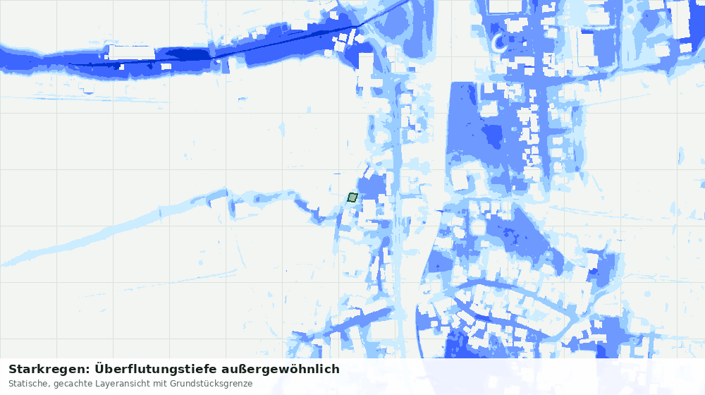 Statische Kartenansicht: Starkregen: Überflutungstiefe außergewöhnlich