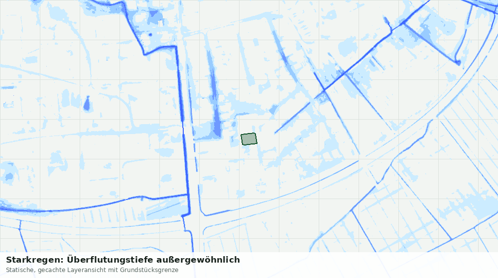 Statische Kartenansicht: Starkregen: Überflutungstiefe außergewöhnlich
