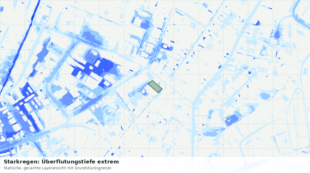 Statische Kartenansicht: Starkregen: Überflutungstiefe extrem
