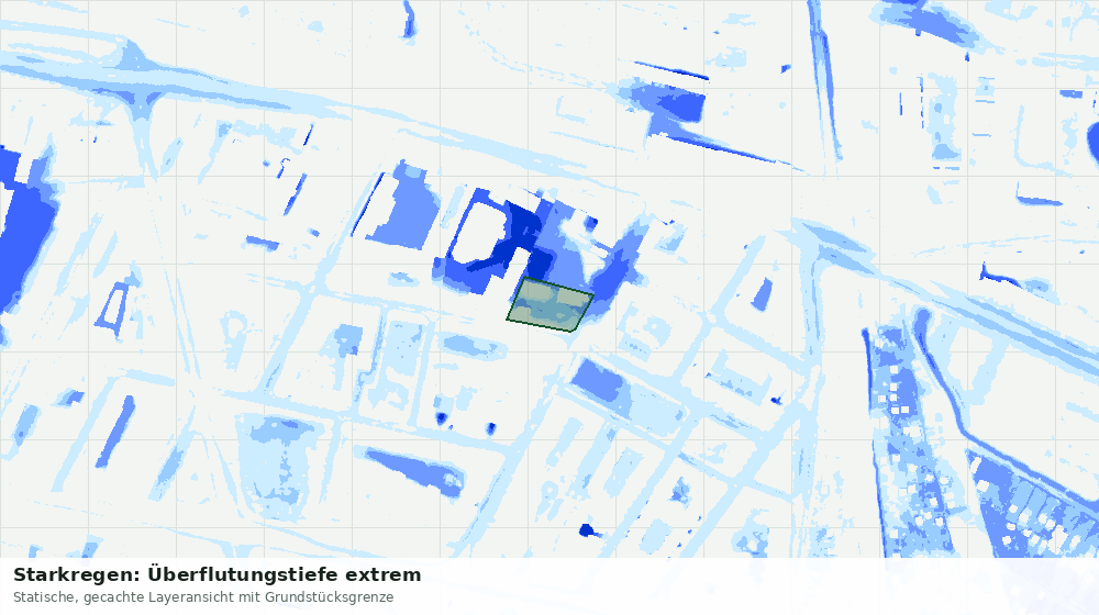 Statische Kartenansicht: Starkregen: Überflutungstiefe extrem