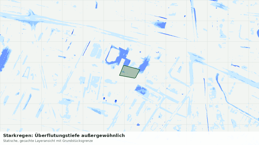 Statische Kartenansicht: Starkregen: Überflutungstiefe außergewöhnlich