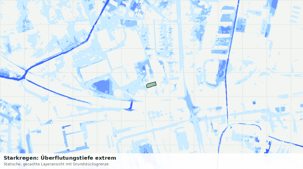 Statische Kartenansicht: Starkregen: Überflutungstiefe extrem