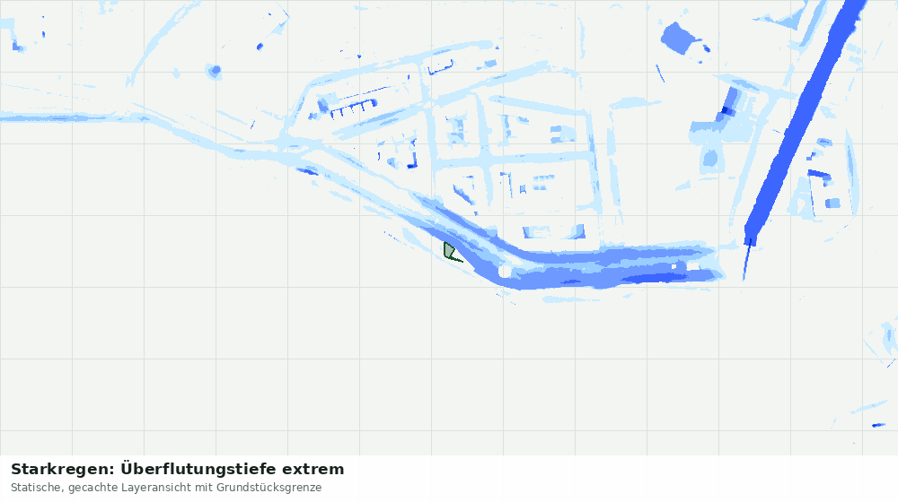Statische Kartenansicht: Starkregen: Überflutungstiefe extrem