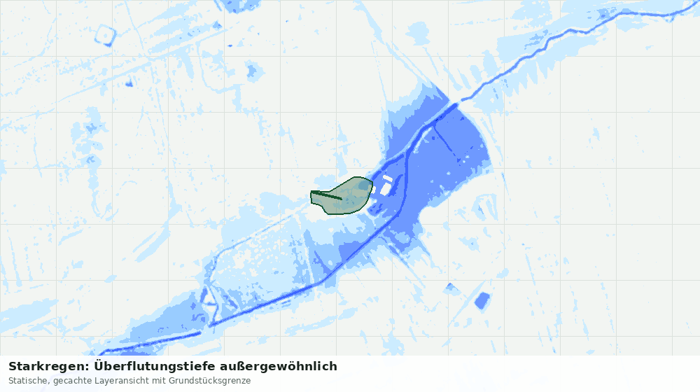 Statische Kartenansicht: Starkregen: Überflutungstiefe außergewöhnlich