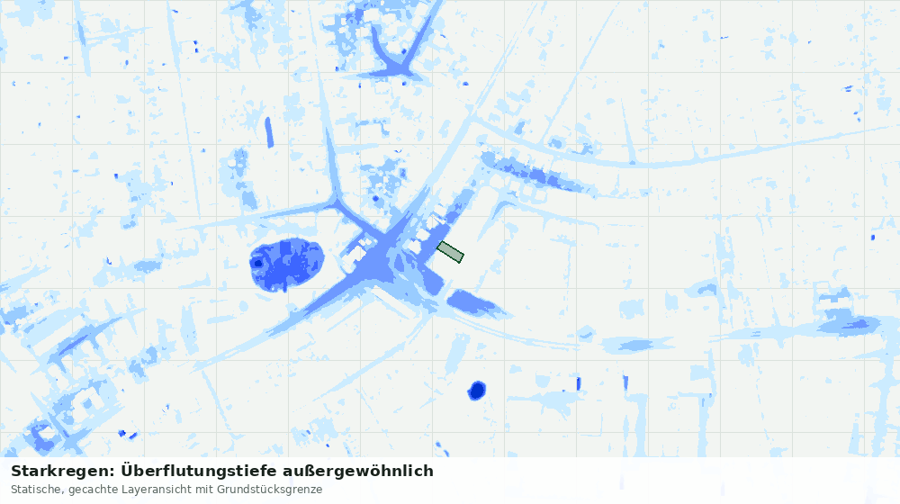 Statische Kartenansicht: Starkregen: Überflutungstiefe außergewöhnlich