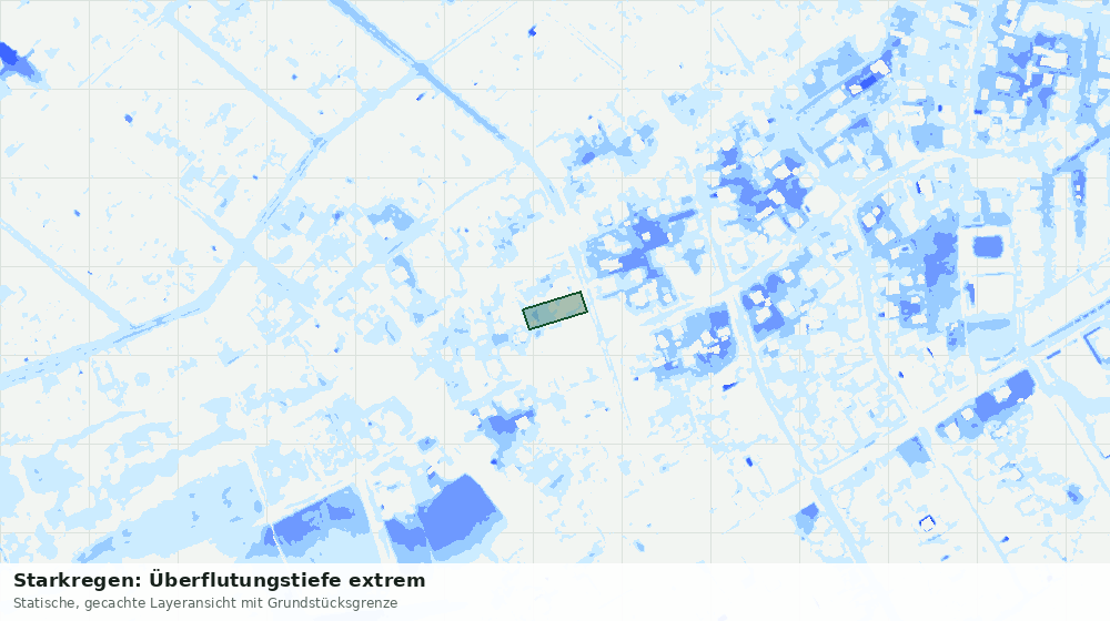 Statische Kartenansicht: Starkregen: Überflutungstiefe extrem