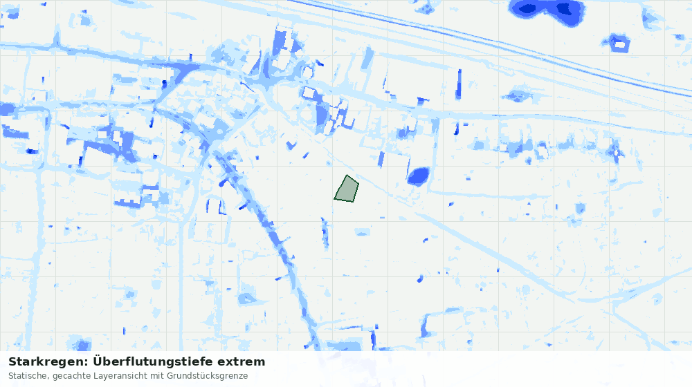 Statische Kartenansicht: Starkregen: Überflutungstiefe extrem