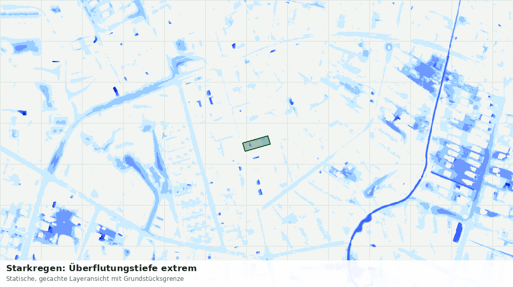 Statische Kartenansicht: Starkregen: Überflutungstiefe extrem