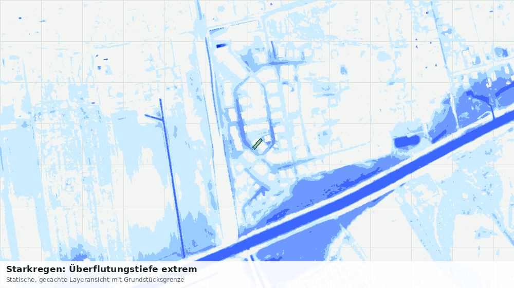Statische Kartenansicht: Starkregen: Überflutungstiefe extrem