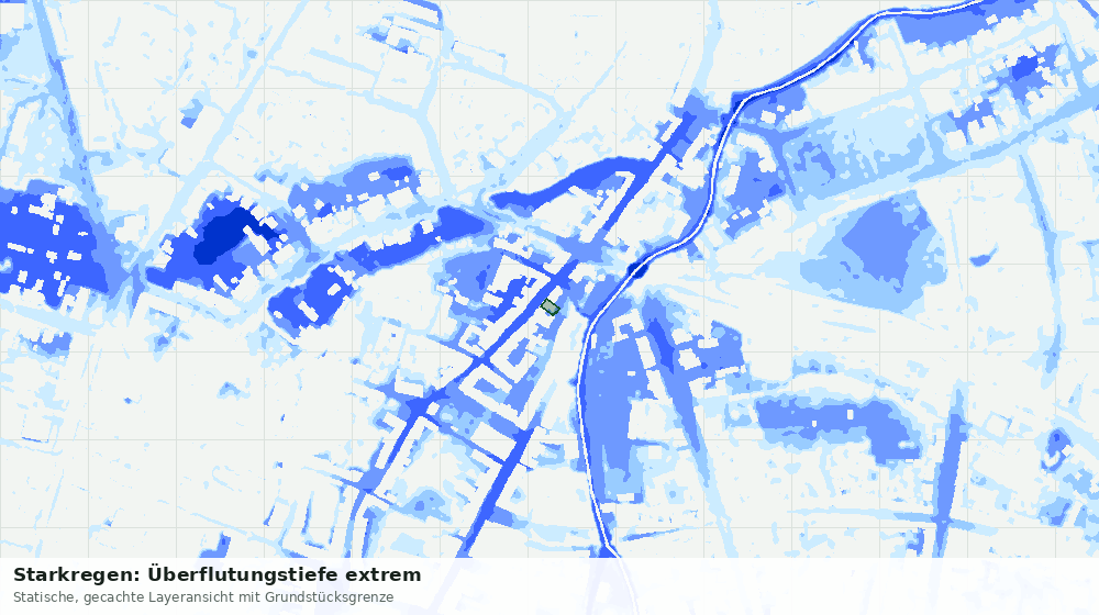 Statische Kartenansicht: Starkregen: Überflutungstiefe extrem