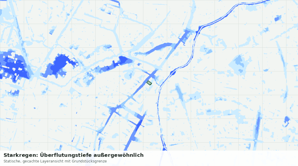 Statische Kartenansicht: Starkregen: Überflutungstiefe außergewöhnlich