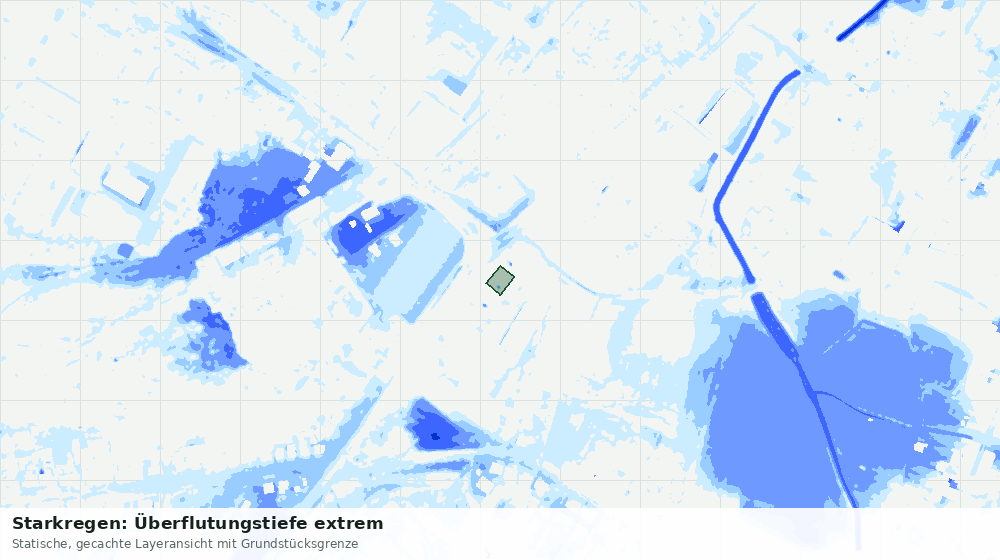 Statische Kartenansicht: Starkregen: Überflutungstiefe extrem