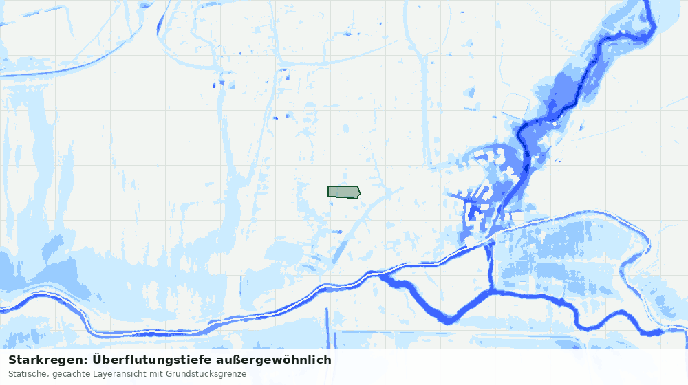 Statische Kartenansicht: Starkregen: Überflutungstiefe außergewöhnlich