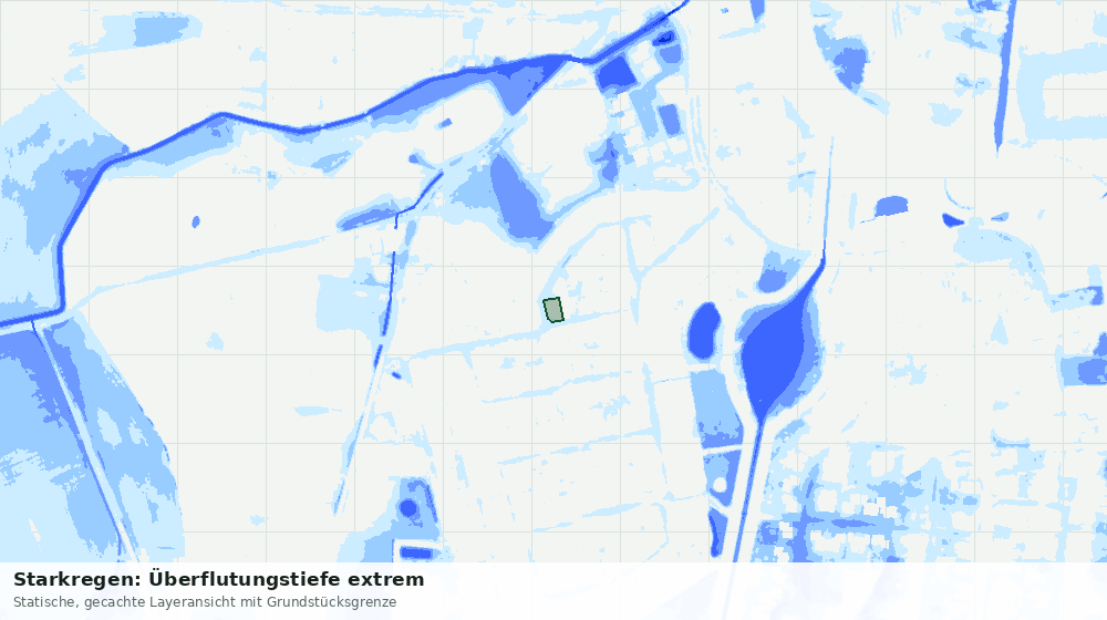 Statische Kartenansicht: Starkregen: Überflutungstiefe extrem