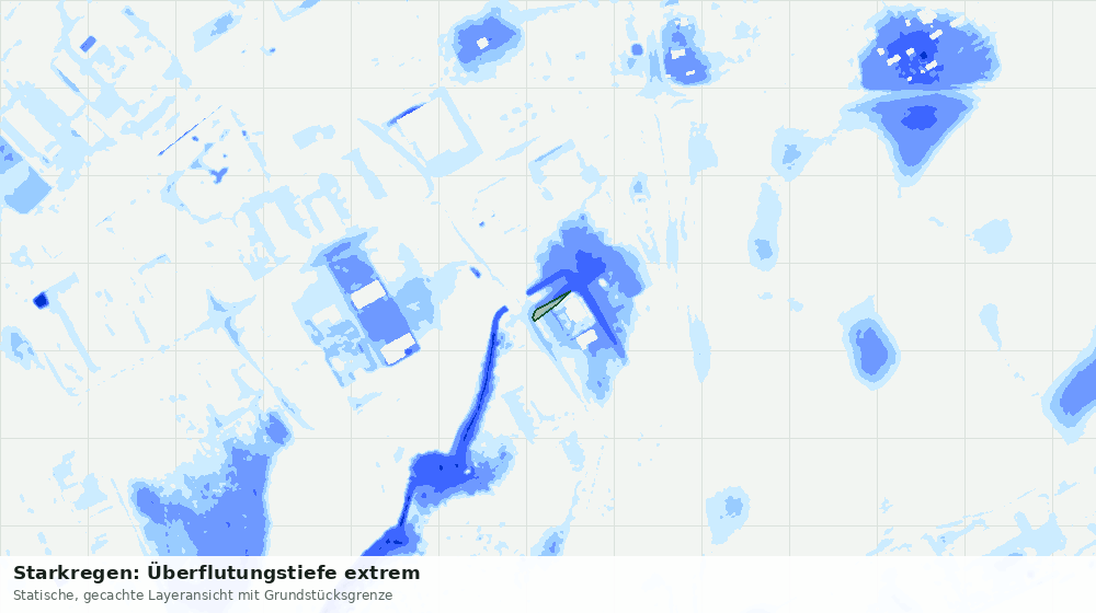 Statische Kartenansicht: Starkregen: Überflutungstiefe extrem
