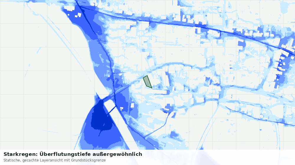 Statische Kartenansicht: Starkregen: Überflutungstiefe außergewöhnlich