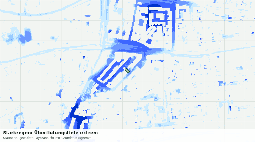 Statische Kartenansicht: Starkregen: Überflutungstiefe extrem