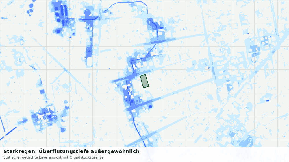 Statische Kartenansicht: Starkregen: Überflutungstiefe außergewöhnlich