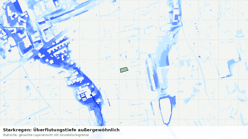 Statische Kartenansicht: Starkregen: Überflutungstiefe außergewöhnlich