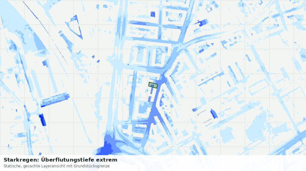 Statische Kartenansicht: Starkregen: Überflutungstiefe extrem