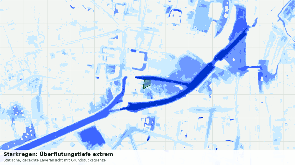 Statische Kartenansicht: Starkregen: Überflutungstiefe extrem