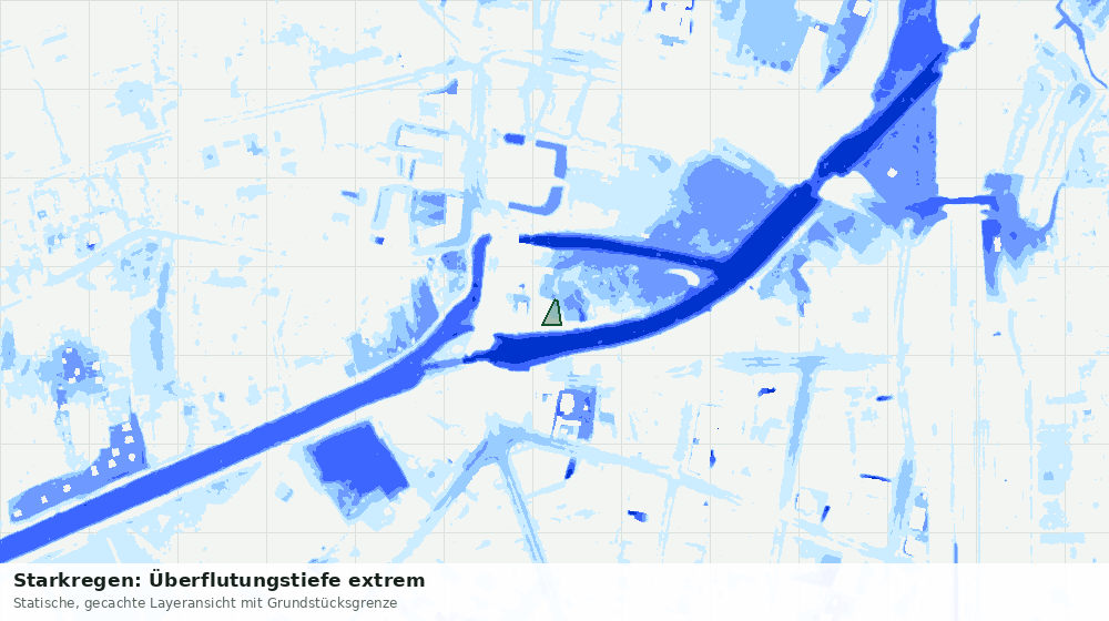Statische Kartenansicht: Starkregen: Überflutungstiefe extrem