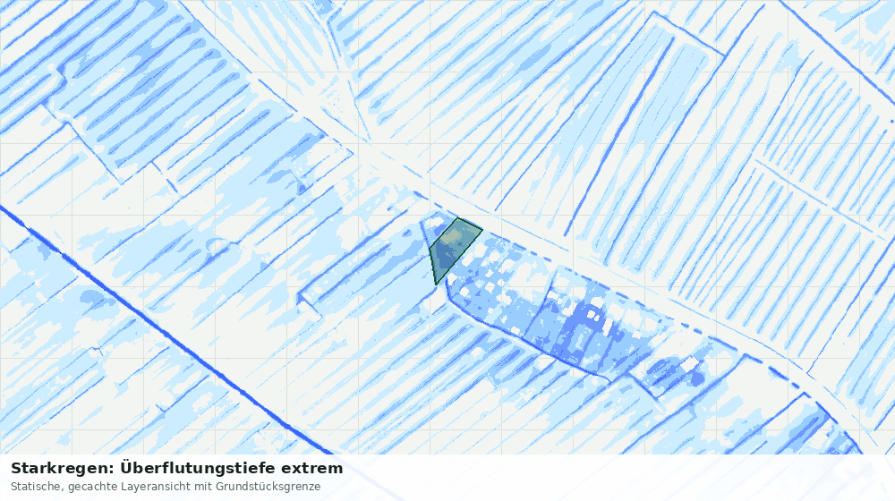 Statische Kartenansicht: Starkregen: Überflutungstiefe extrem