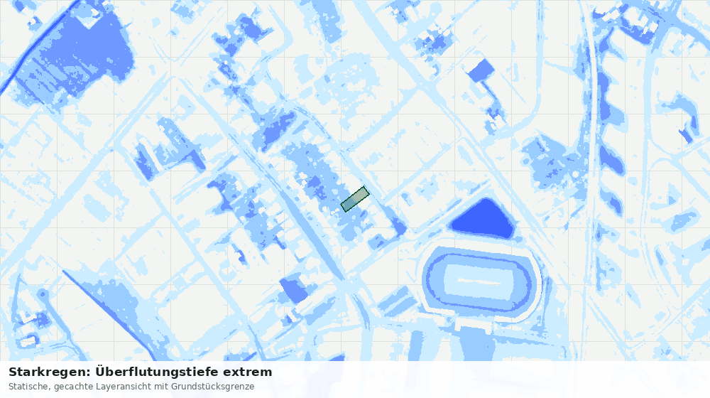 Statische Kartenansicht: Starkregen: Überflutungstiefe extrem