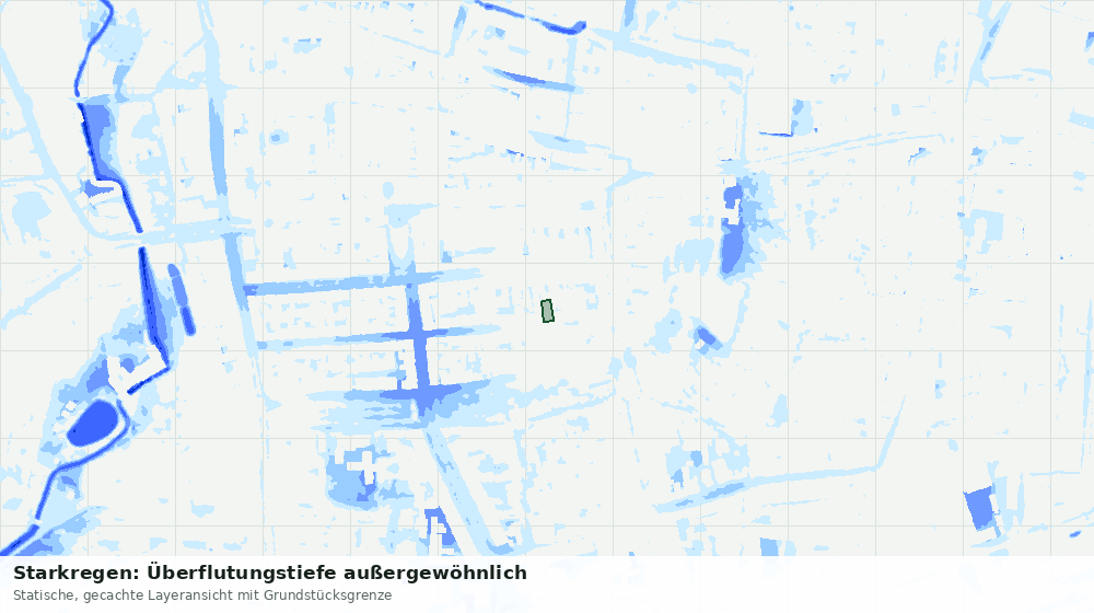 Statische Kartenansicht: Starkregen: Überflutungstiefe außergewöhnlich
