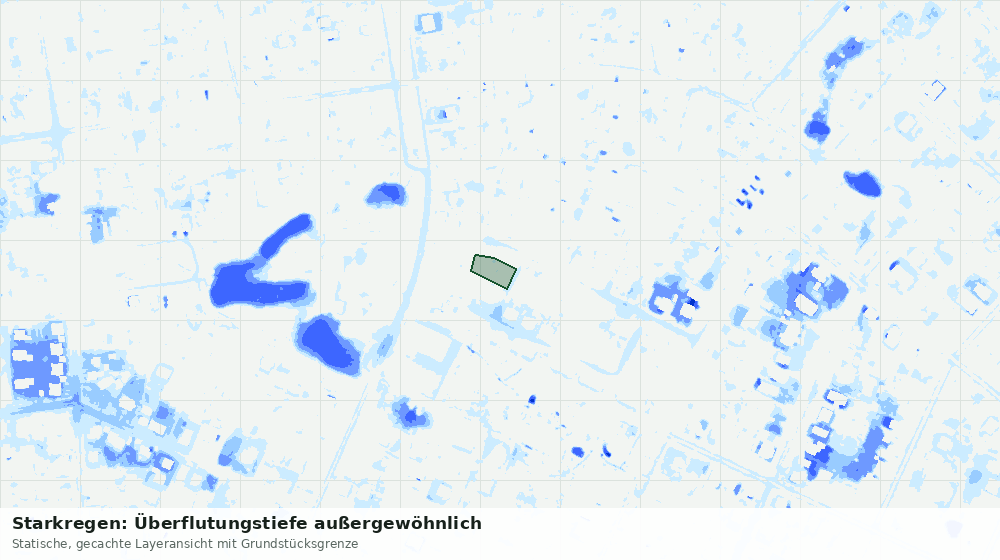 Statische Kartenansicht: Starkregen: Überflutungstiefe außergewöhnlich