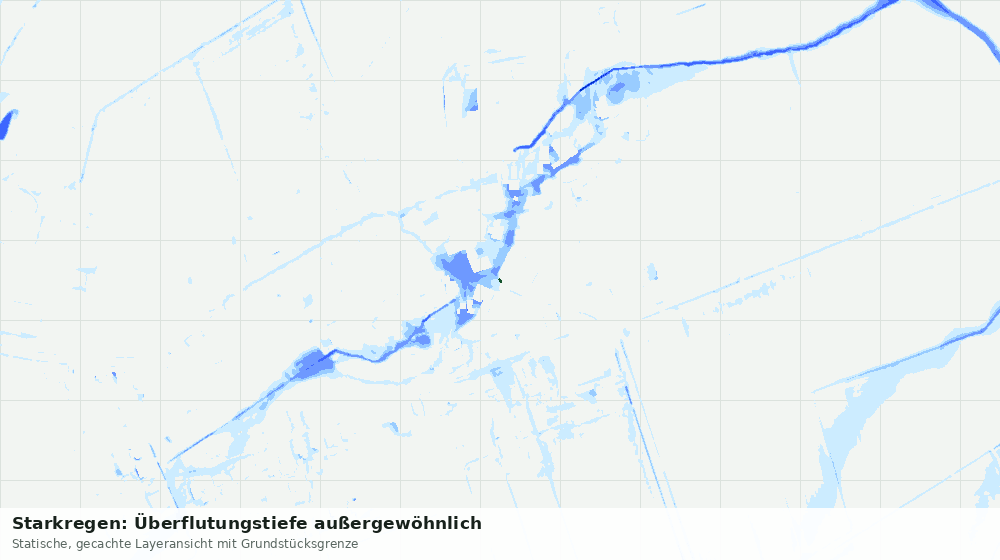 Statische Kartenansicht: Starkregen: Überflutungstiefe außergewöhnlich