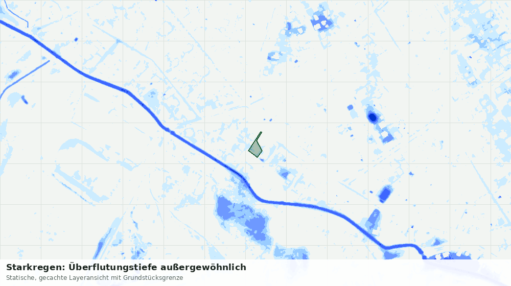 Statische Kartenansicht: Starkregen: Überflutungstiefe außergewöhnlich