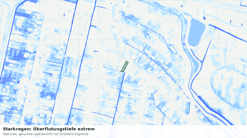 Statische Kartenansicht: Starkregen: Überflutungstiefe extrem