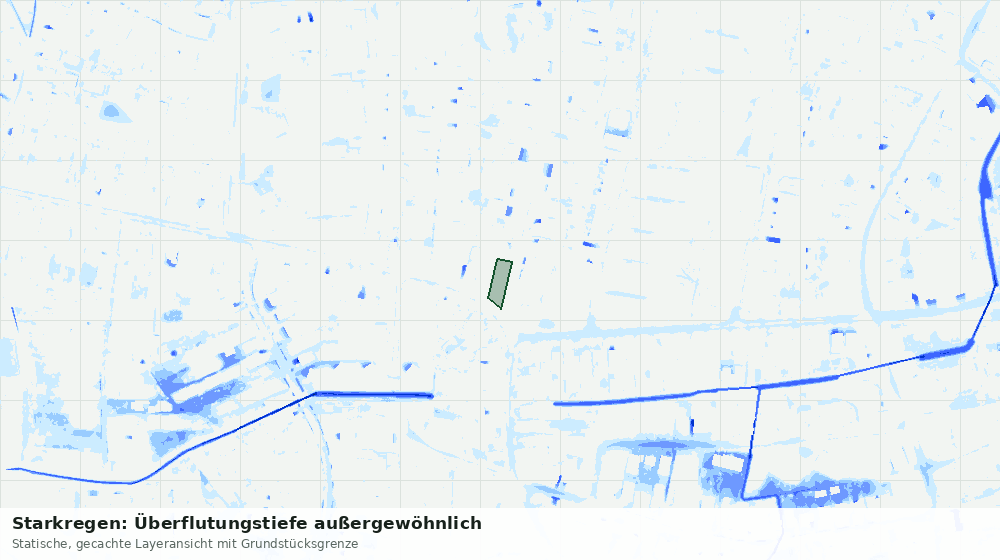 Statische Kartenansicht: Starkregen: Überflutungstiefe außergewöhnlich